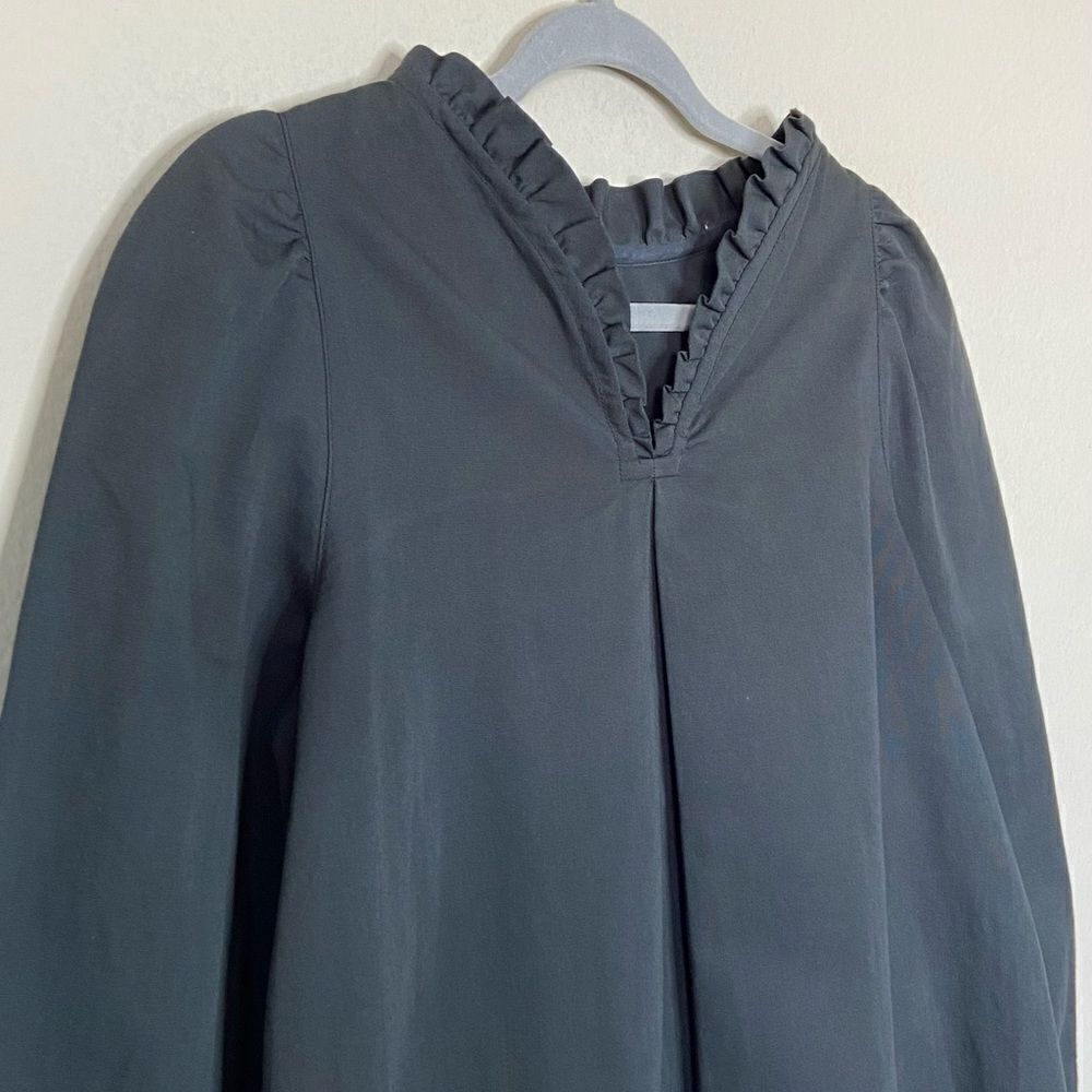 Atlantique Ascoli Paris Cotton Black Blouse Long Sleeve Made in France Size XS - Picture 8 of 9